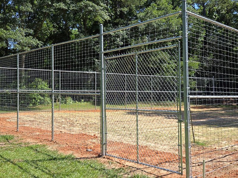 Custom galvanized chain link deer pen built for a homeowner in Lexington, SC